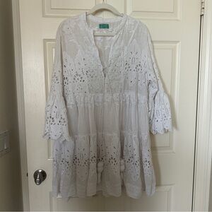 White Lace eyelet beaded dress